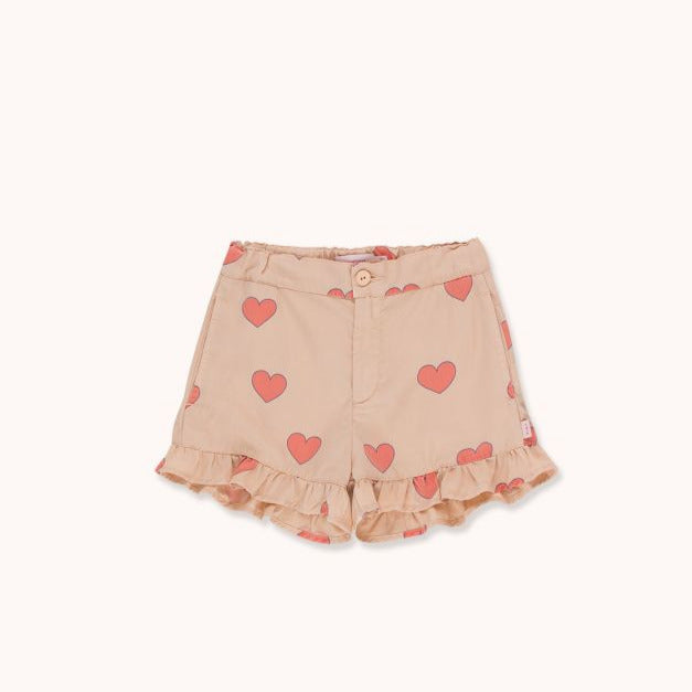 TINYCOTTONS Kids "Hearts" FRILLS SHORT in light nude/red 199