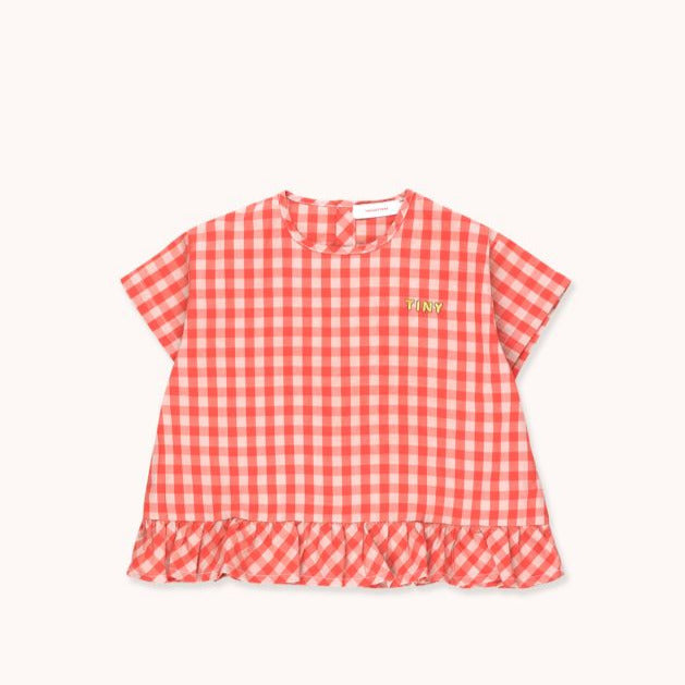TINYCOTTONS Kids "TINY" FRILL VICHY BLOUSE in red/light nude 191