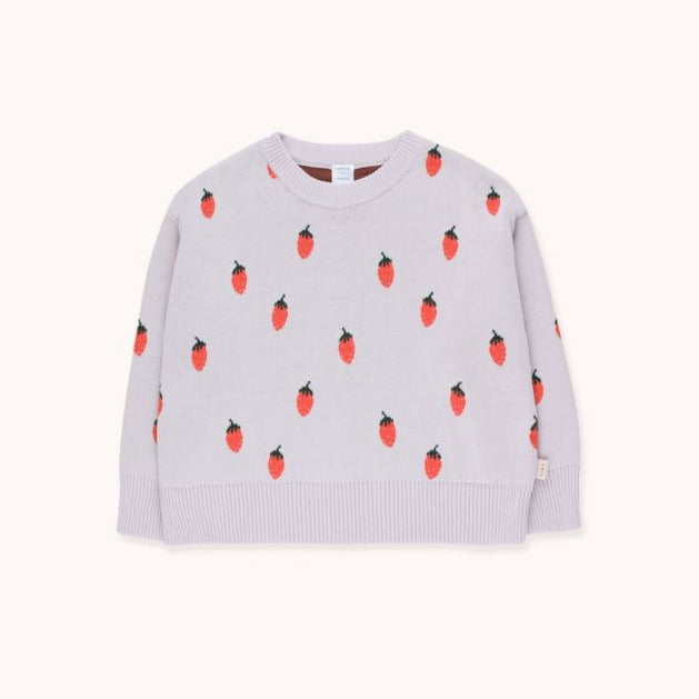 TINYCOTTONS Kids "STRAWBERRIES" CROP SWEATERS in light lilac/red 233